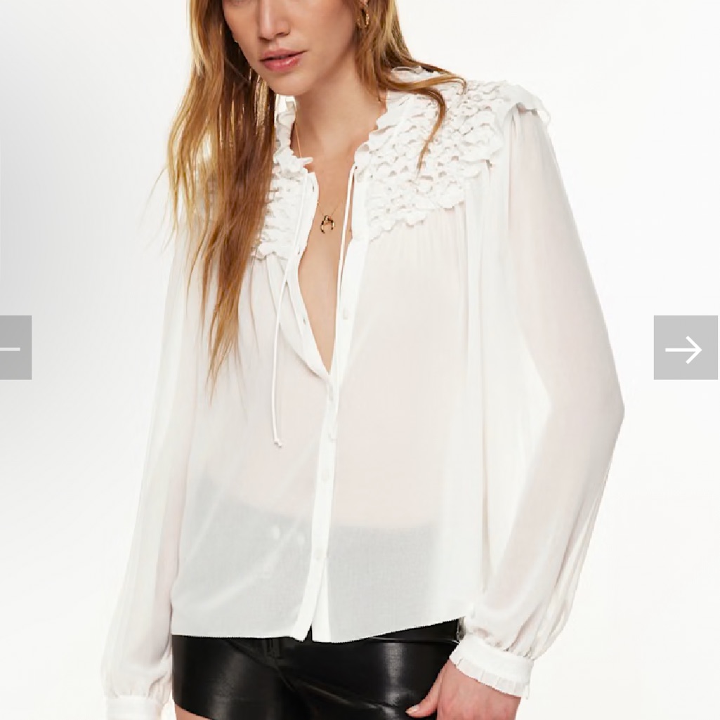 Wilfred White Ruffled Women's Blouse, White, Size L
